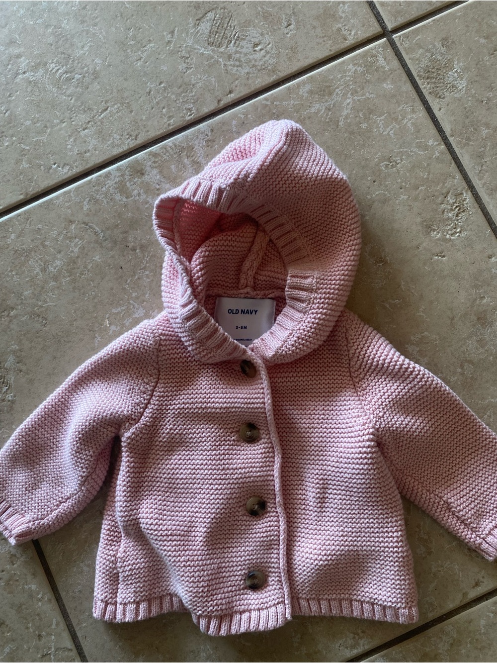 Old Navy Light Pink Hooded Knit Baby Cardigan